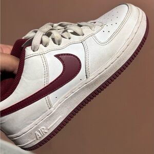 Boy Nike Air White and Maroon Shoes 4y